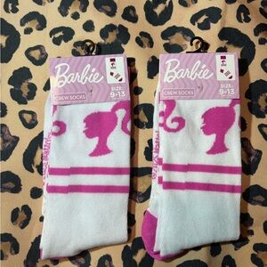 Mattel Barbie Pink and White Crew Socks